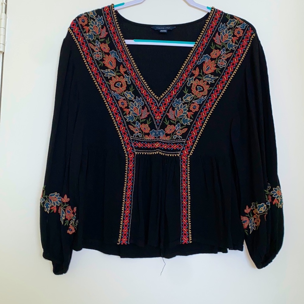American Eagle Bohemian Embroidered Blouse